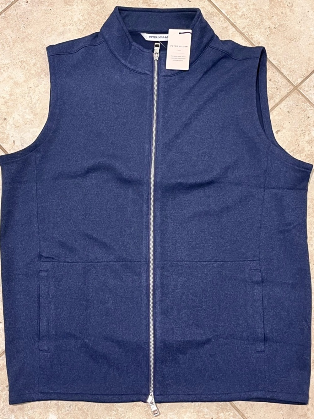 NWT Peter Millar Crown Performance Knit Full Zip Vest Jacket Blue Large L $155